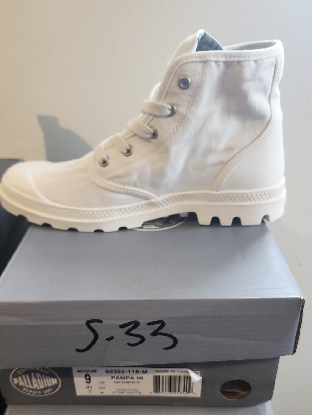 PALLADIUM PAMPA HI WOMENS Star White Lace Up Boots Size 9 New In Box! - Picture 4 of 6